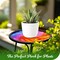 G128 12 in Round Glass Outdoor Side Table Mixed Color Pattern | Decorative Plant Stand, Small End Table for Garden Patio Porch Living Room
